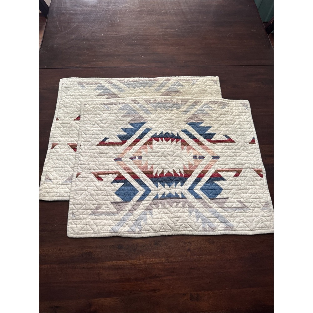 Pendleton Pillow Sham STANDARD Quilted White Sand Cotton Southwestern Geometric